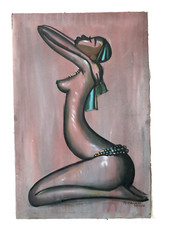 tableau toile peinture femme africaine de hayford k Okyere Ghana 1985 Afrique