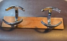 Portemanteau Mid-Century en Teck et Métal Double Patères Années 50 60 