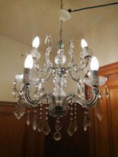MAGNIFIQUE LUSTRE  À PAMPILLES CRISTAL . 8 Lumières STYLE VÉNITIEN 