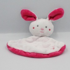 Doudou plat lapin blanc rose