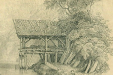 Paysage, cabane, eau, arbres -
