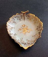 Ancien Vide Poche Feuille en Porcelaine Limoges J-S