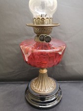 British rubis pétrol lamp Lampe pétrole pied terre cuite bronze good condition