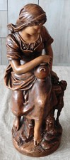 statue joseph le guluche - femme assise et brebis