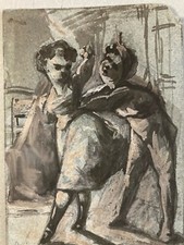 Encre Lavis Sur Papier XIXe