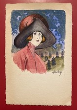 cpa art déco  peinte à la main de Andrey Prévost, femme, portrait signé Andrey