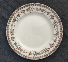 Terre de Fer Grand Plat rond décor oiseaux marron faïence ancienne Choisy le Roi