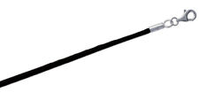 Collier en Cordon de Soie Lisse Noir - Fermoir en Argent 925/000