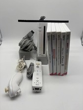 Lot Nintendo Wii Blanche Complète 100% Fonctionnelle Manette Nunchuk 5 Jeux Câbl