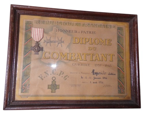 Diplôme combattant guerre - diplôme, du