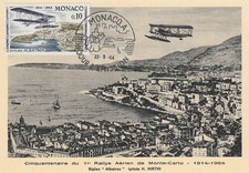 Carte 1er jour Monaco 1er Rallye Aérien de Monte-Carlo Pilote H. Hirth 1964