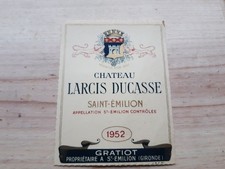 étiquette vin Chateau Larcis Ducasse 1952 Saint Emilion grand cru wine label