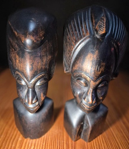 Paire bustes africains bois - paire,