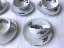 LOT 6 TASSES À THÉ CAFÉ ☕️ EN PORCELAINE À FLEURS + POT À LAIT CRÉMIER + SUCRIER