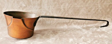 Ancienne grosse grande louche cuivre avec bec manche fer forgé vintage déco