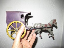 CR  Charles Rossignol jouet tôle peinte 1920  CHARETTE BOULANGERE 25 cm