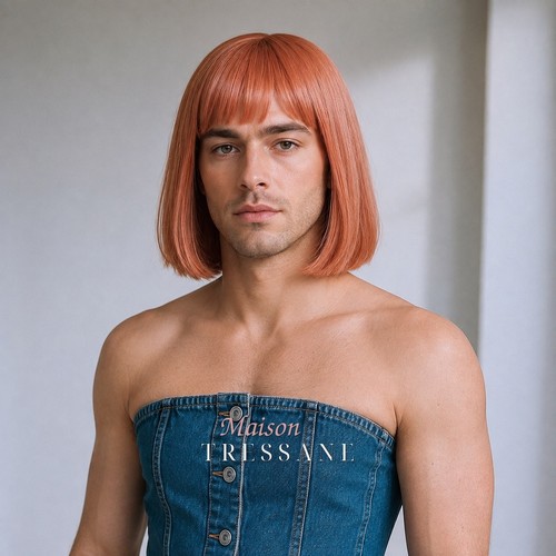 Perruque homme rose carré - homme,