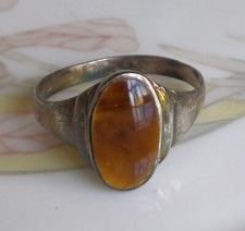 jolie bague vintage en argent massif 925 et oeil tigre  Taille 59