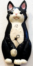 Pendule murale japonaise chat noir et blanc poterie SETO articles pour cadeau...