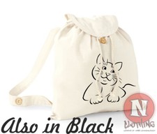 Sac À Dos Chat Heureux Kitty Vacances École Collège En Coton Bio