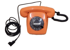 Téléphone À Disque Orange Siemens Des Années 70 Vintage