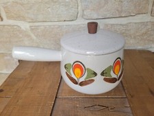 ANCIEN CAQUELON POÊLON A FONDUE ÉMAILLÉ VINTAGE 