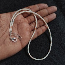 Collier de perles rondes lisses corail blanc marine naturel Italie de 2,8...