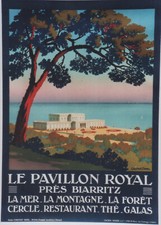 "LE PAVILLON ROYAL près BIARRITZ" Affiche origin. litho entoilée CONSTANT-DUVAL 