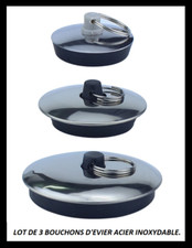 Lot de 3 bouchons d'évier en acier inoxydable