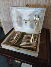 12 Fourchettes à Huîtres Modèle Spatours Orfèvrerie Christofle Métal Argenté