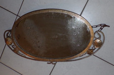 Ancien grand miroir Mural Oval époque Art Déco En métal Vers 1920