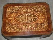 VINTAGE table en bois thé siège chaud piédestal table plante bois incrustation en dentelle