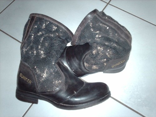 Bottines bunker cuir marron - bottines,