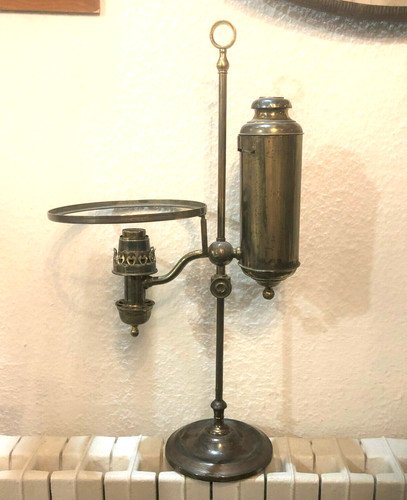 Old brass quinquet lamp - old,