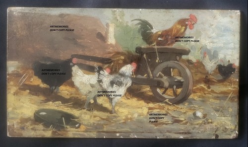 Panneau c1920 30 poules - panneau, c1920-30