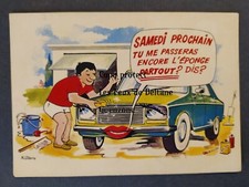 LAVAGE DE VOITURE AMOUREUSE HUMOUR ALLOUIN illustrateur dessin carte postale 