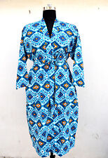Robe De Nuit Maxi En Coton Indien Turquoise Kimono Peignoirs Kimonos US
