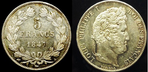 Francs 1847a paris louis - francs,