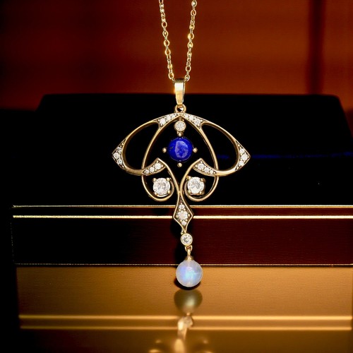 Collier pendentif doré lapis - pendentif,