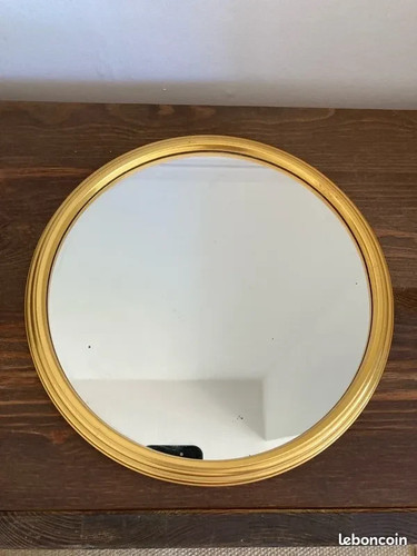 Miroir rond dore vintage ca26