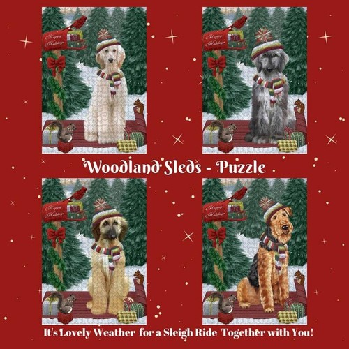 Christmas woodland sled dog - woodland,
