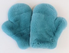 Gants En Fourrure En Peau De Rex Chinchilla Touch Hiver Turquoise