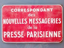 Plaque tôle émaillée publicitaire Journal quotidien PRESSE PARISIENNE - kiosque