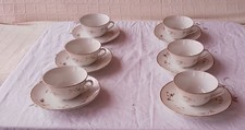 6 Tasse + 6 Sous Tasses Porcelaine De Vierzon CG Royal Email Pate Fine Dorure