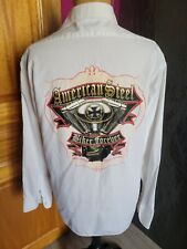 ...CHEMISE HOMME BLANCHE AMERICAN STEEL BIKER FOREVER... MOTO MOTARD