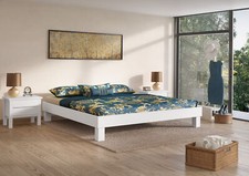 Lit double blanc hêtre massif 200x200 kingsize lit futon accessoires variables