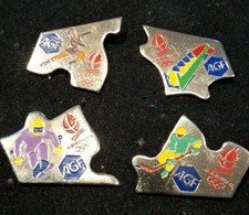 pin's. Lot de 4 pin's. AGF ASSURANCE.  JEUX OLYMPIQUES D ALBERTVILLE. p42