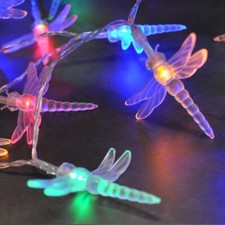 LED À Piles Lumières Corde Multi Couleurs Libellule Fairy Lumières Arrêt / Sur