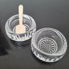 Baccarat Paire Salerons Signé Cristal Taillé Parfait État avec Pelle A Sel