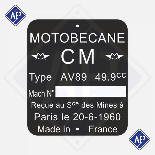 Plaque cadre motobécane - plaque,